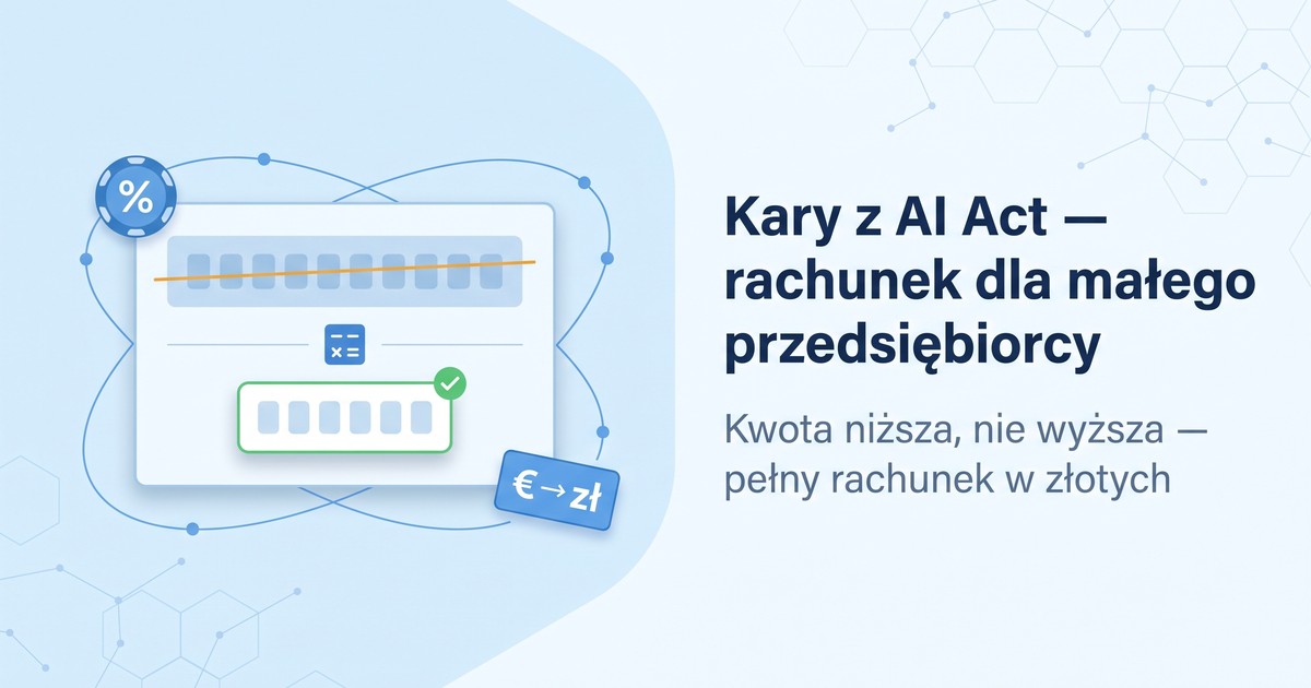 Ilustracja: panel z dwiema kwotami — górna, szeroka, przekreślona bursztynową linią, dolna, krótka, w zielonej ramce z haczykiem, obok plakietki z procentem i przelicznikiem euro na złote.