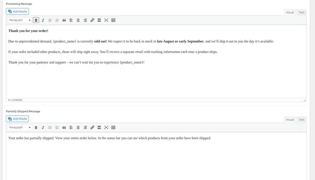 Wykrywanie częściowych wysyłek i powiadomienia klientów w WooCommerce — zrzut ekranu 5 z 6