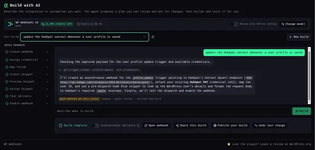 Webhook Actions i wpwebhooks.org — zrzut ekranu 1 z 17