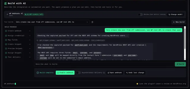 Webhook Actions i wpwebhooks.org — zrzut ekranu 2 z 17